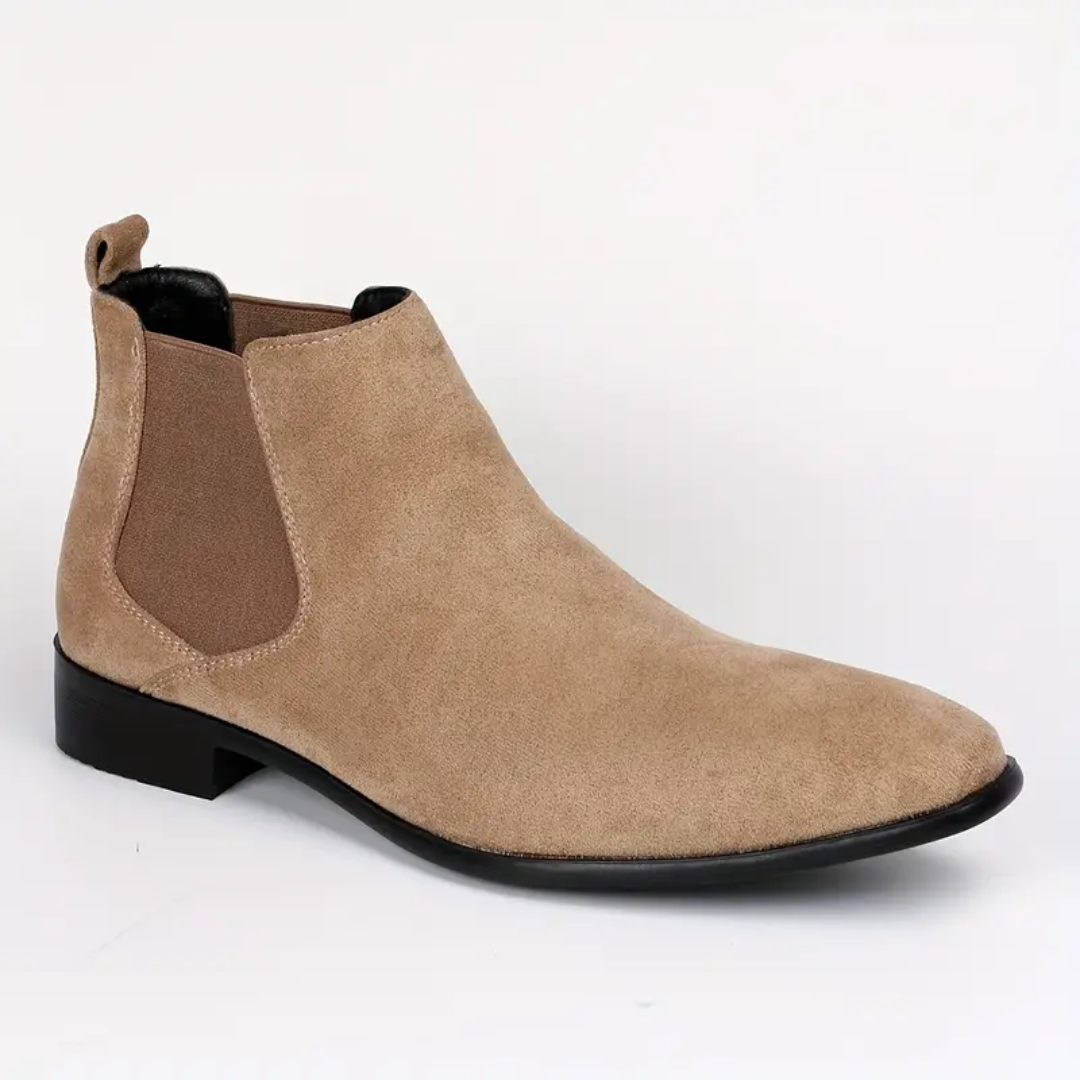Men's Chelsea Slip on Ankle Boots with Suede Upper and Elastic Gussets - Image 1