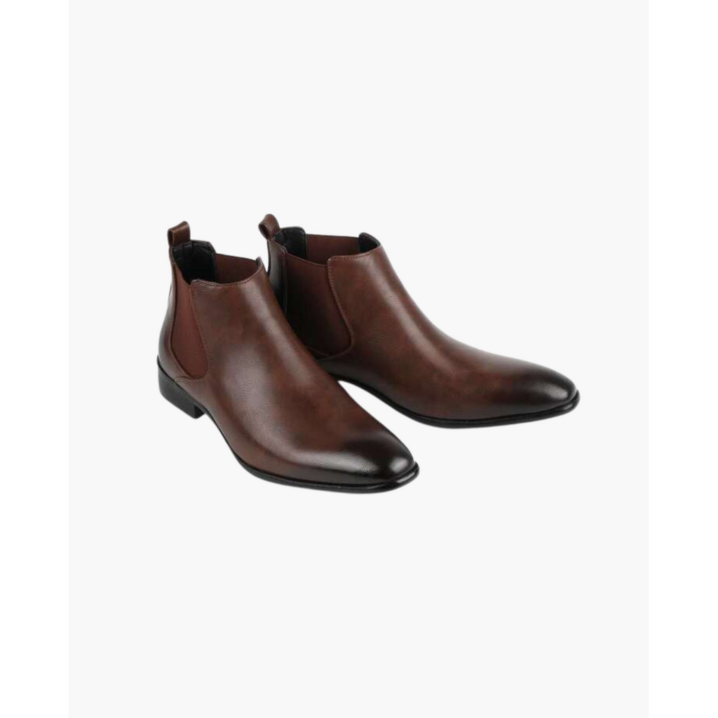 Men's Chelsea Slip on Leather Ankle Boots with Elastic Panels - Image 4