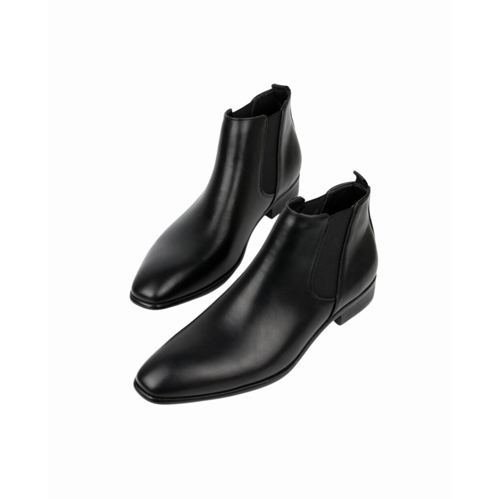 Men's Chelsea Slip on Leather Ankle Boots with Elastic Panels - Image 6