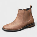 Men's Chelsea Square Toe Ankle Boots with Western Stitching and Slip-On Design - Image 1