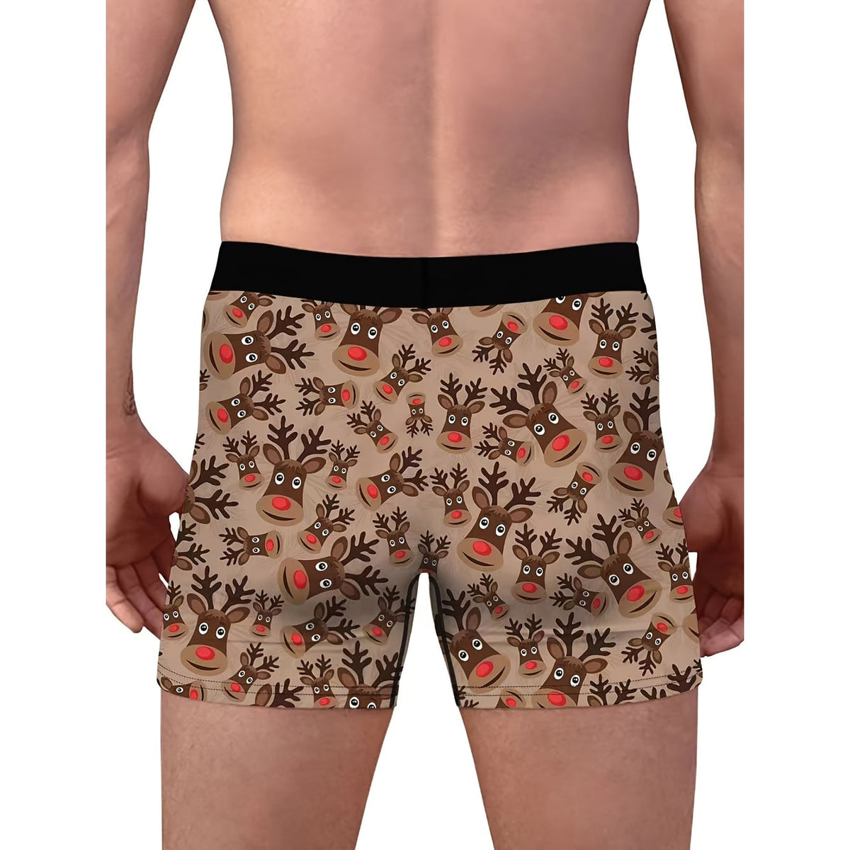 Men's Christmas Boxer Briefs Cotton Reindeer Print with Elastic Waistband - Image 4