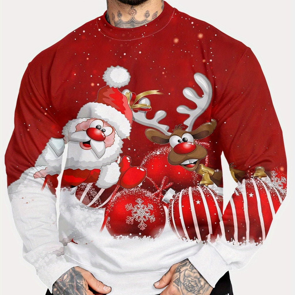 Men's Christmas Crewneck Sweatshirt Long Sleeve with Festive Print - Image 11