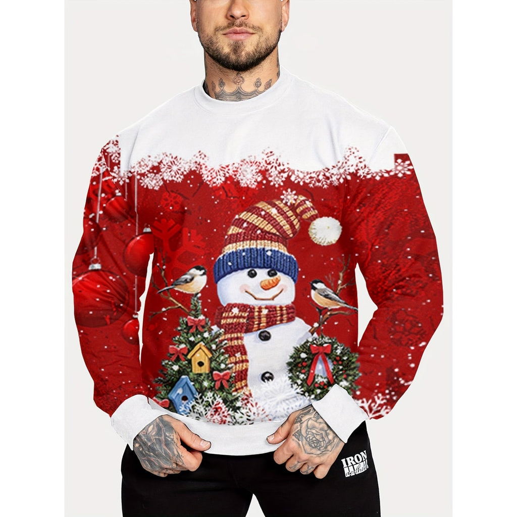 Men's Christmas Crewneck Sweatshirt Long Sleeve with Festive Print - Image 2