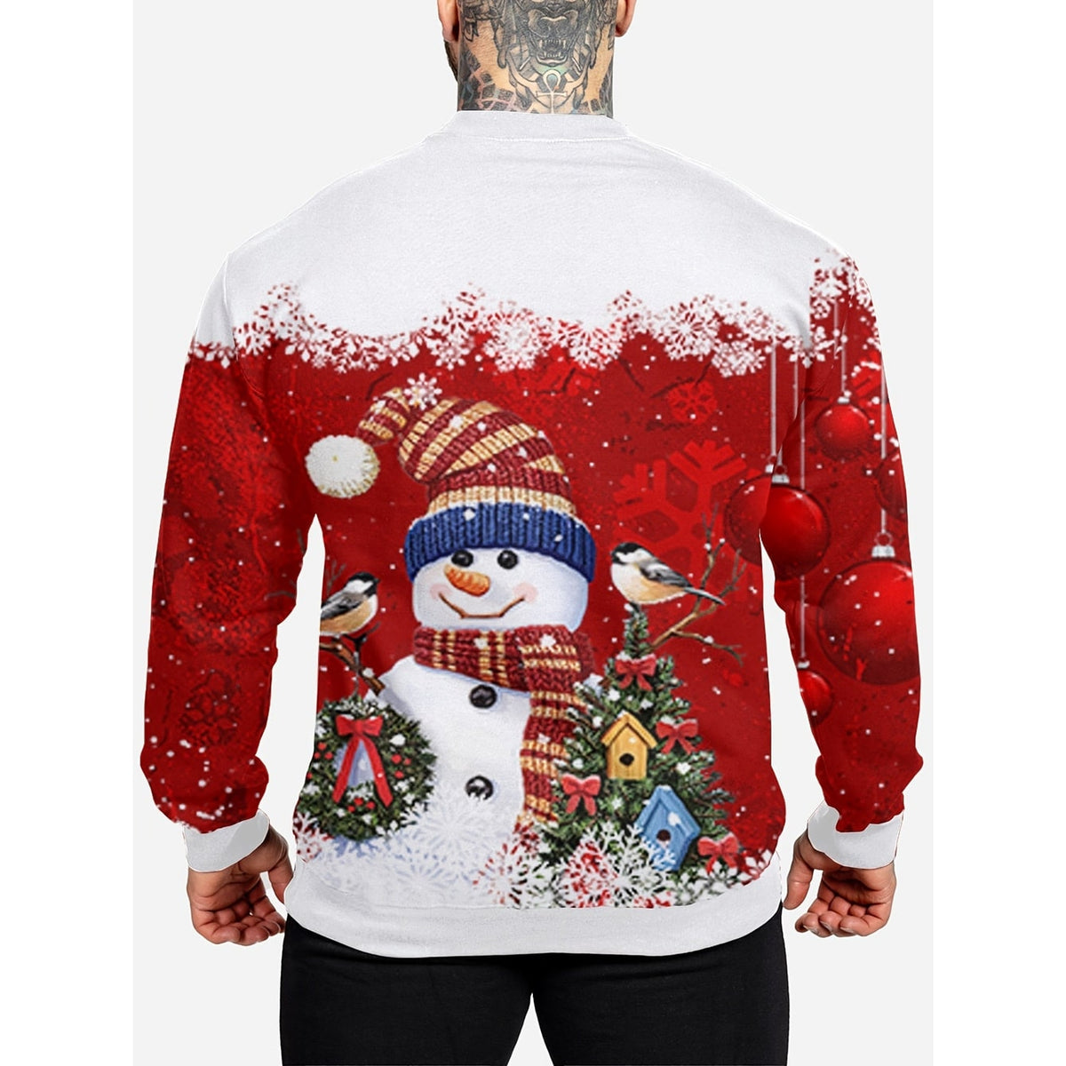Men's Christmas Crewneck Sweatshirt Long Sleeve with Festive Print - Image 3