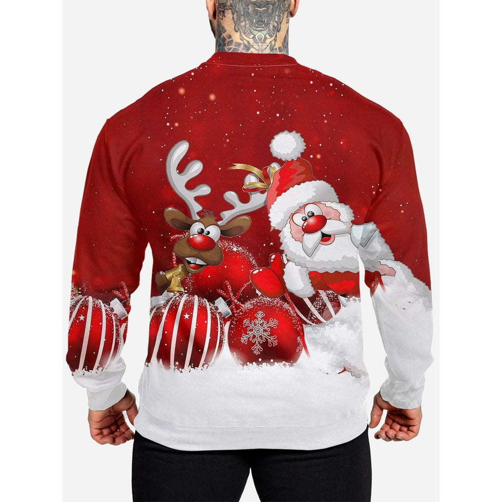 Men's Christmas Crewneck Sweatshirt Long Sleeve with Festive Print - Image 4