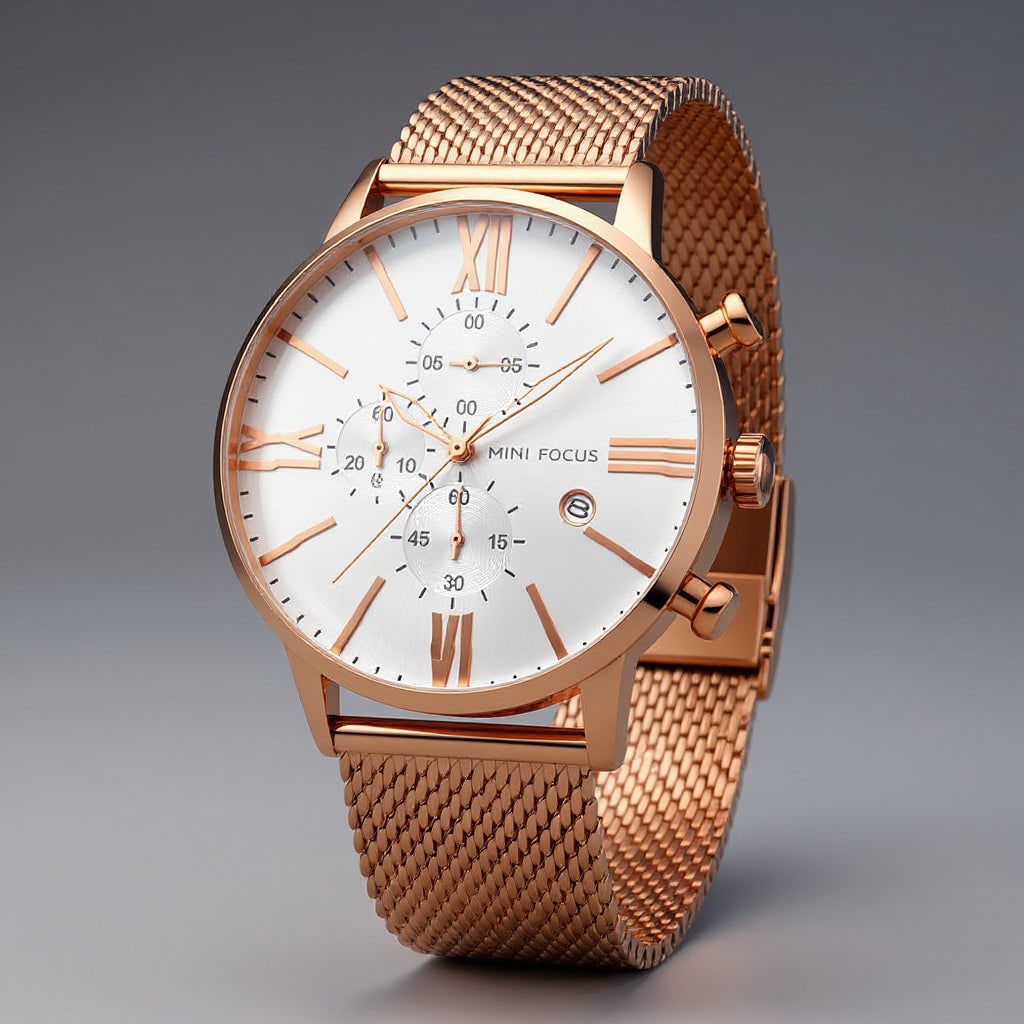 Men's Chronograph Watch Stainless Steel Milanese Mesh with Roman Numerals - Image 4