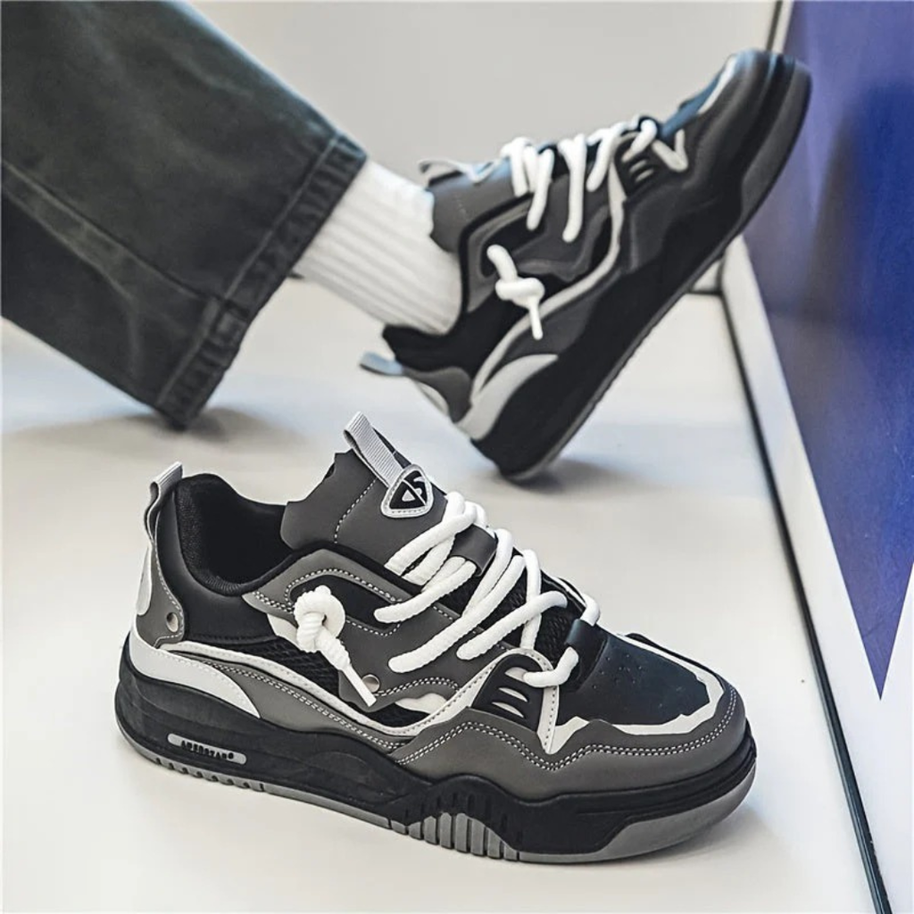 Men's Chunky Low Top Sneakers with Thick Laces Casual - Image 4