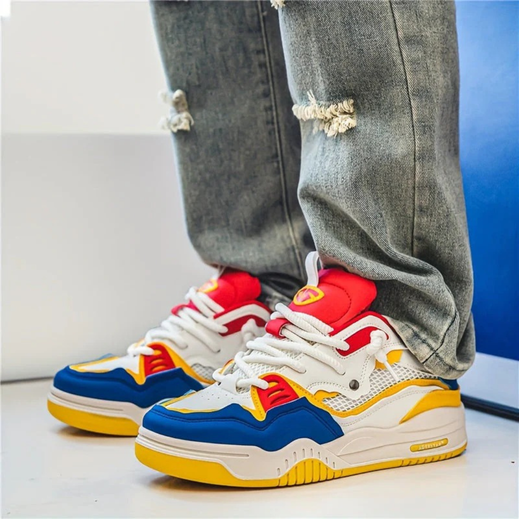 Men's Chunky Low Top Sneakers with Thick Laces Casual - Image 8