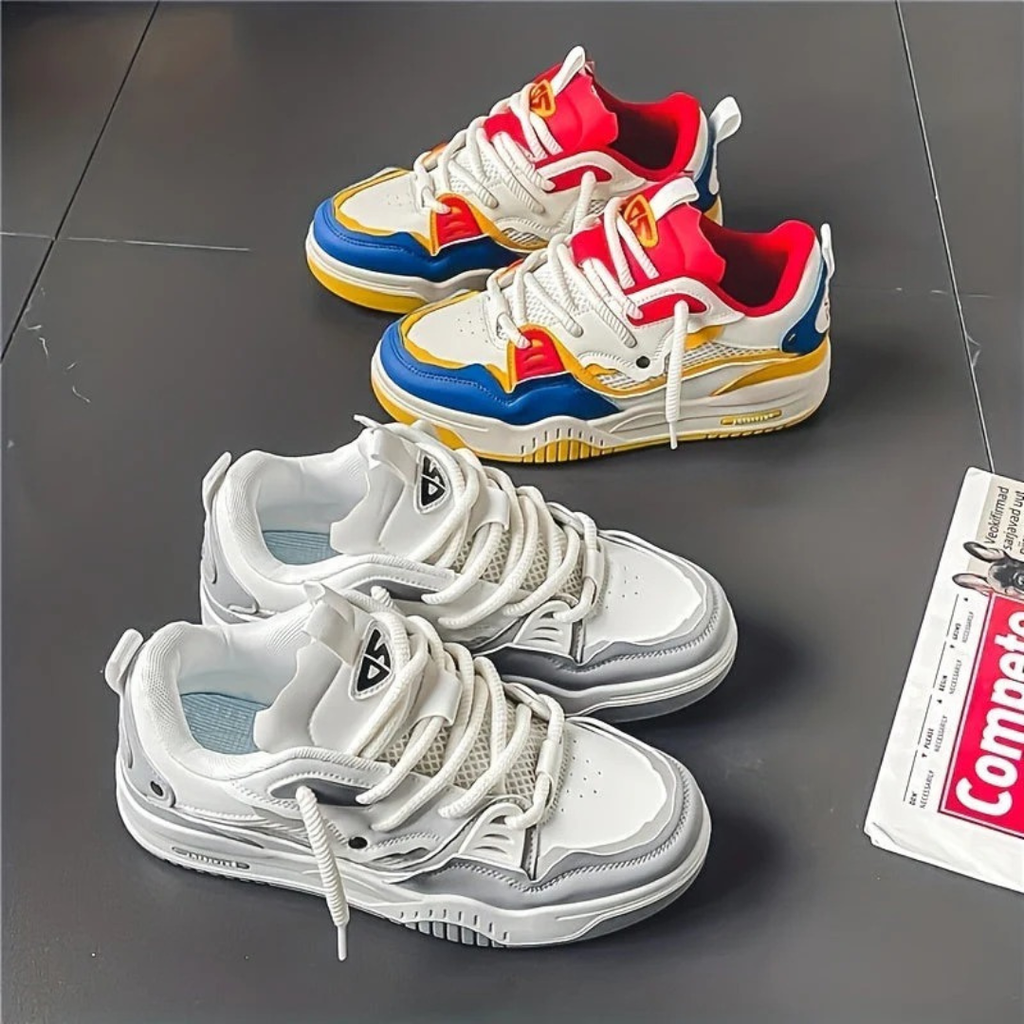 Men's Chunky Low Top Sneakers with Thick Laces Casual - Image 9