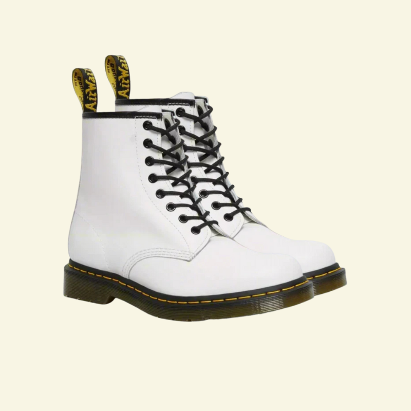Men's Combat Boots with 8-Eyelet Lace-Up and Yellow Stitching Detail - Image 4