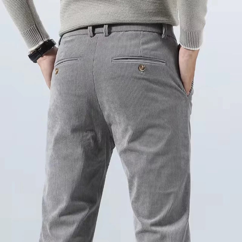 Men's Corduroy Casual Dress Pants Slim Fit Tapered Linen - Image 1
