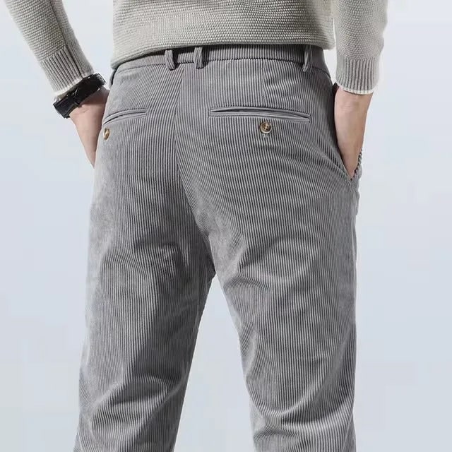 Men's Corduroy Casual Dress Pants Slim Fit Tapered Linen - Image 10