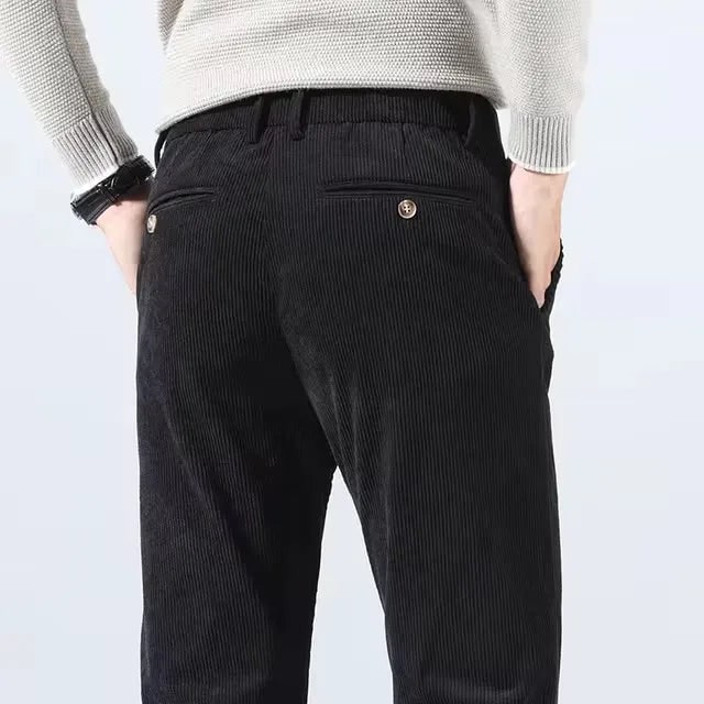 Men's Corduroy Casual Dress Pants Slim Fit Tapered Linen - Image 9