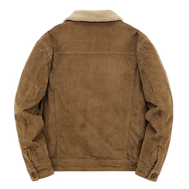 Men's Corduroy Jacket with Sherpa Lining and Trucker Silhouette - Image 2