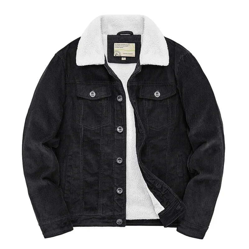 Men's Corduroy Jacket with Sherpa Lining and Trucker Silhouette - Image 3