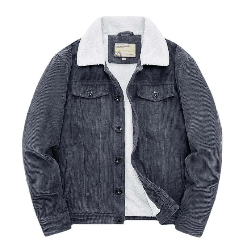 Men's Corduroy Jacket with Sherpa Lining and Trucker Silhouette - Image 4