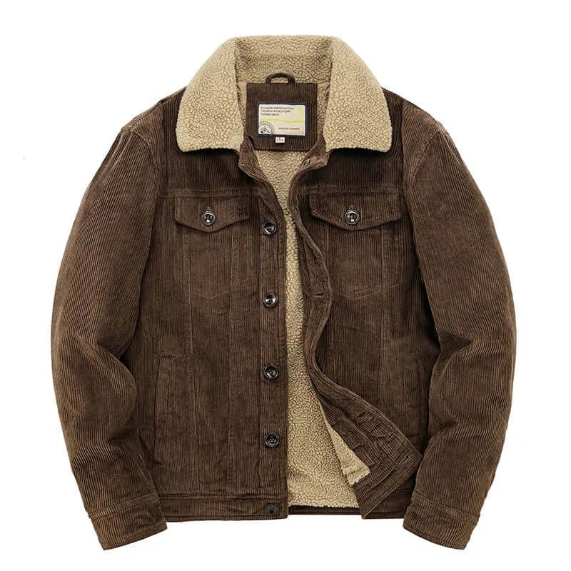 Men's Corduroy Jacket with Sherpa Lining and Trucker Silhouette - Image 7