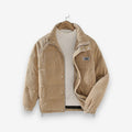 Men's Corduroy Puffer Jacket with Quilted Panels and Stand Collar - Image 1