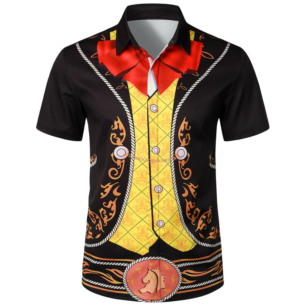 Men's Costume Shirt Button Down Short Sleeve Halloween Party - Image 1