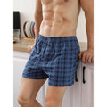 Men's Cotton Boxer Brief Underwear with Plaid Pattern and Elastic Waistband - Image 1