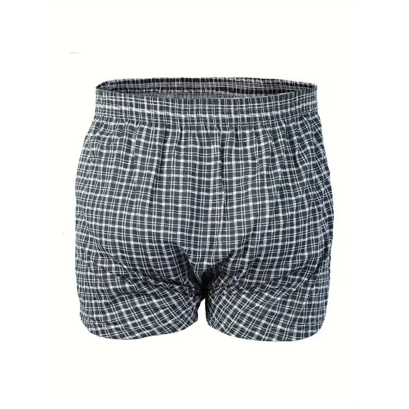 Men's Cotton Boxer Brief Underwear with Plaid Pattern and Elastic Waistband - Image 10