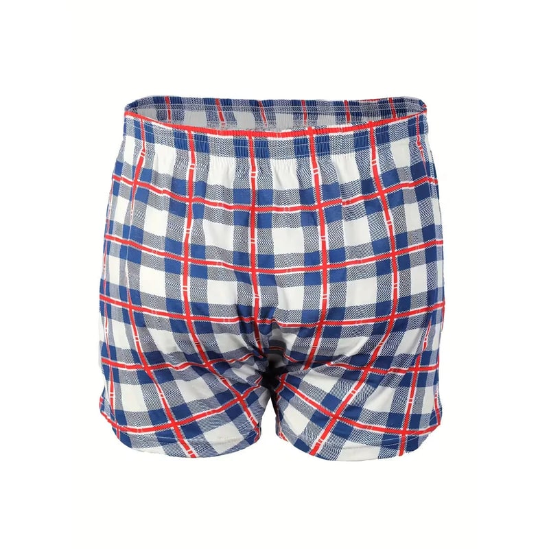 Men's Cotton Boxer Brief Underwear with Plaid Pattern and Elastic Waistband - Image 15