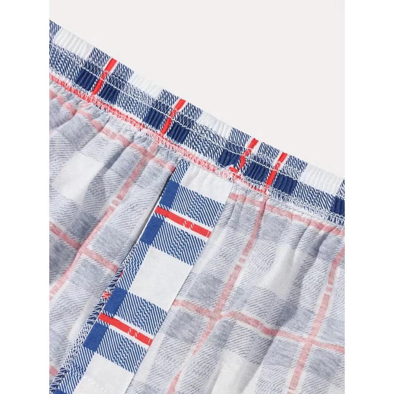 Men's Cotton Boxer Brief Underwear with Plaid Pattern and Elastic Waistband - Image 17