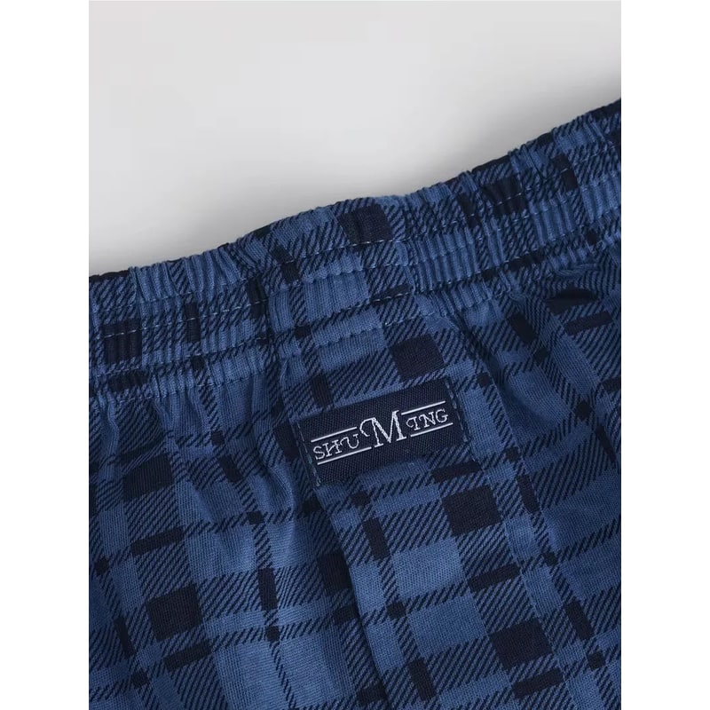 Men's Cotton Boxer Brief Underwear with Plaid Pattern and Elastic Waistband - Image 5