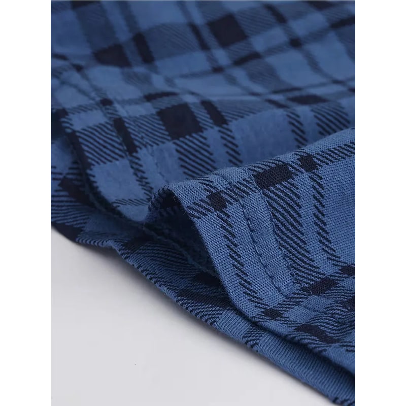 Men's Cotton Boxer Brief Underwear with Plaid Pattern and Elastic Waistband - Image 6