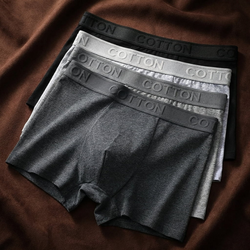 Men's Cotton Boxer Briefs Underwear Slim-Fit Elastic Waistband - Image 1