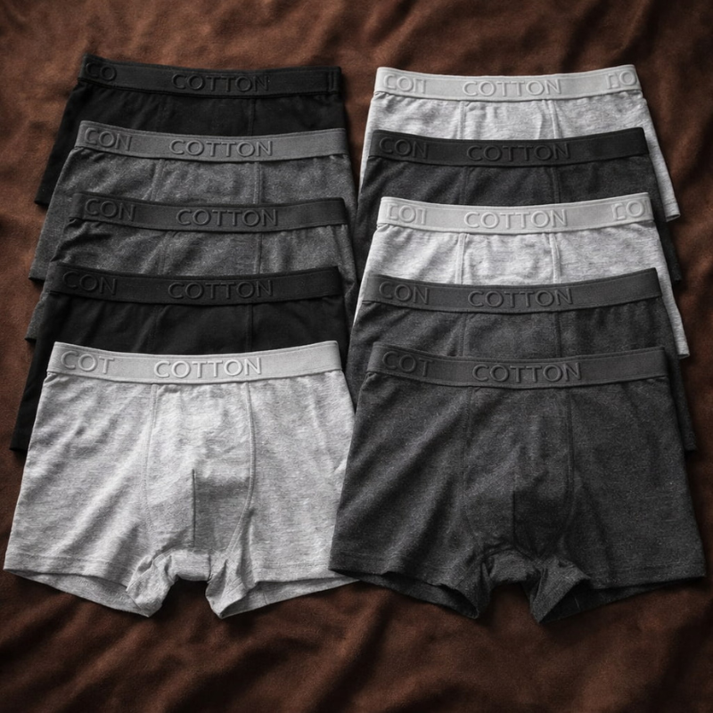Men's Cotton Boxer Briefs Underwear Slim-Fit Elastic Waistband - Image 2