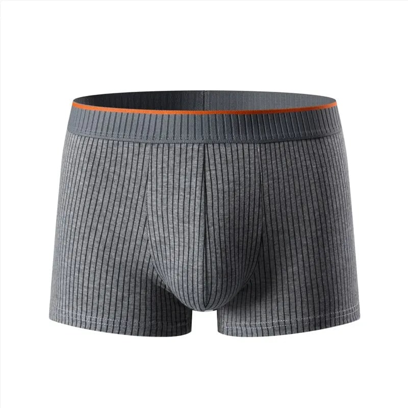 Men's Cotton Boxer Briefs with Ribbed Knit and Contoured Pouch - Image 3
