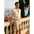 Men's Cotton Chino Shorts with Elastic Waist and Above Knee Casual Fit - Image 1