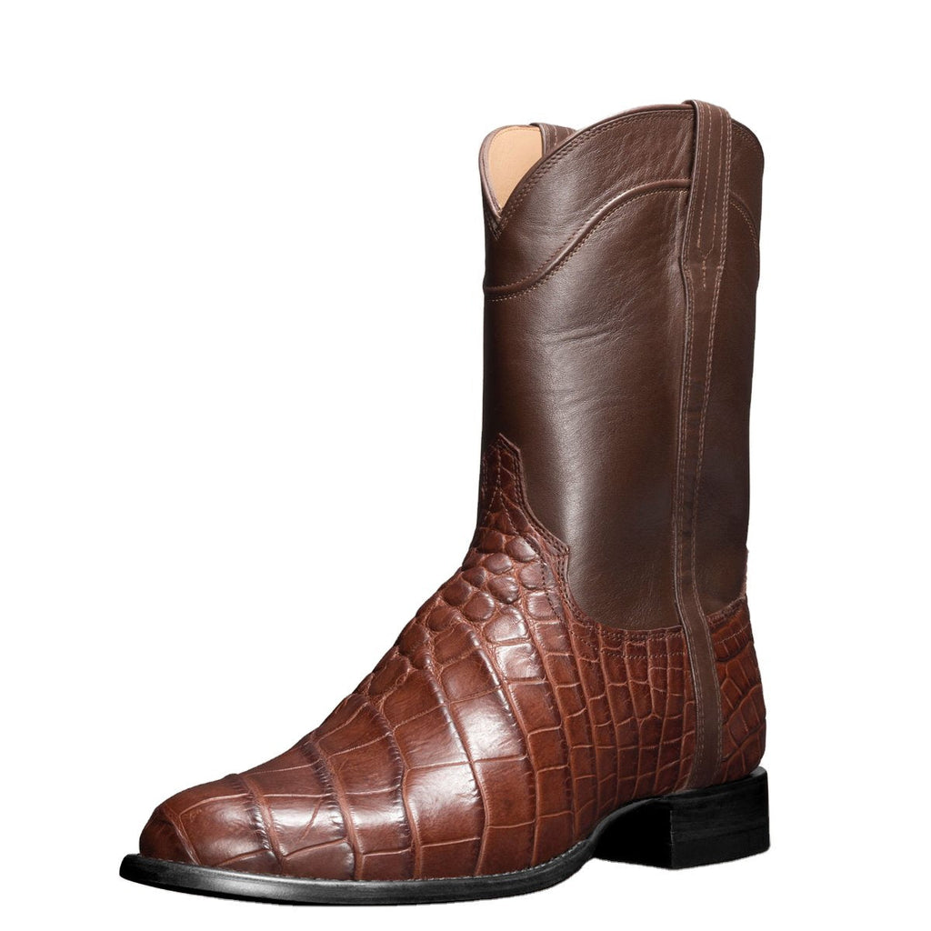 Men's Cowboy Roper Boots Leather Crocodile Embossed Round Toe - Image 11