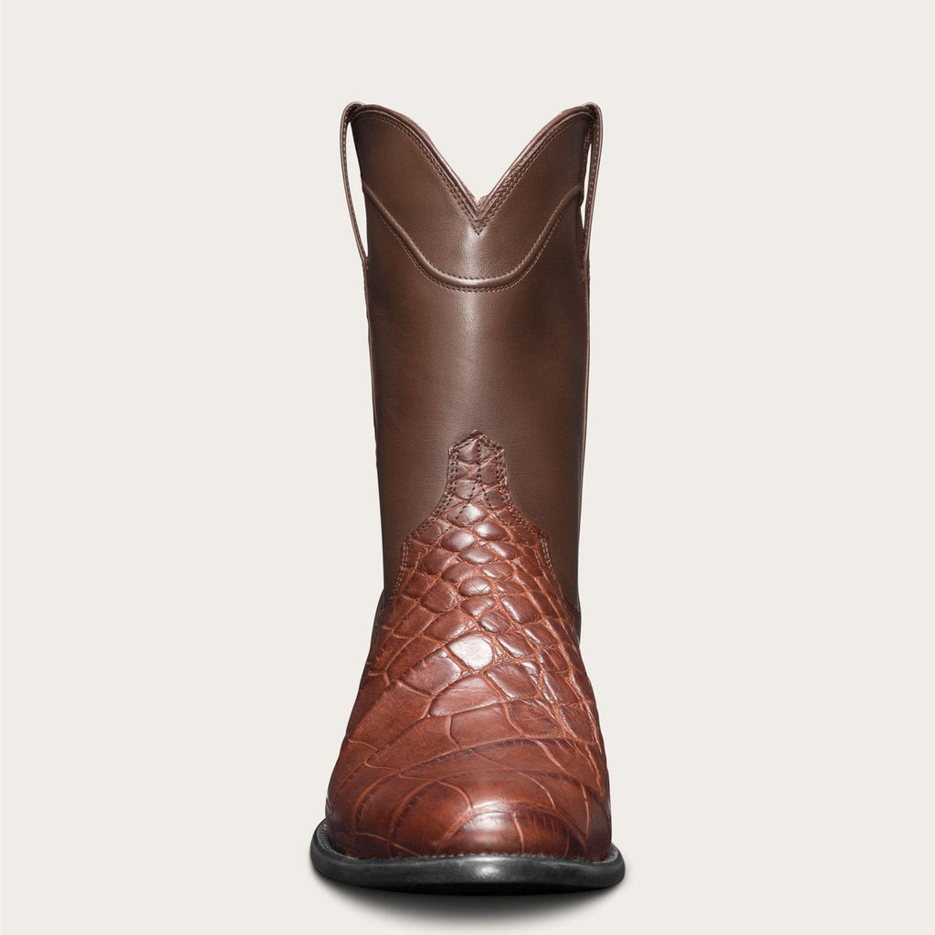 Men's Cowboy Roper Boots Leather Crocodile Embossed Round Toe - Image 12