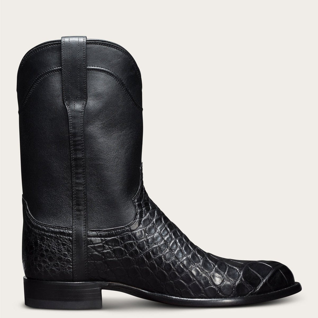 Men's Cowboy Roper Boots Leather Crocodile Embossed Round Toe - Image 1