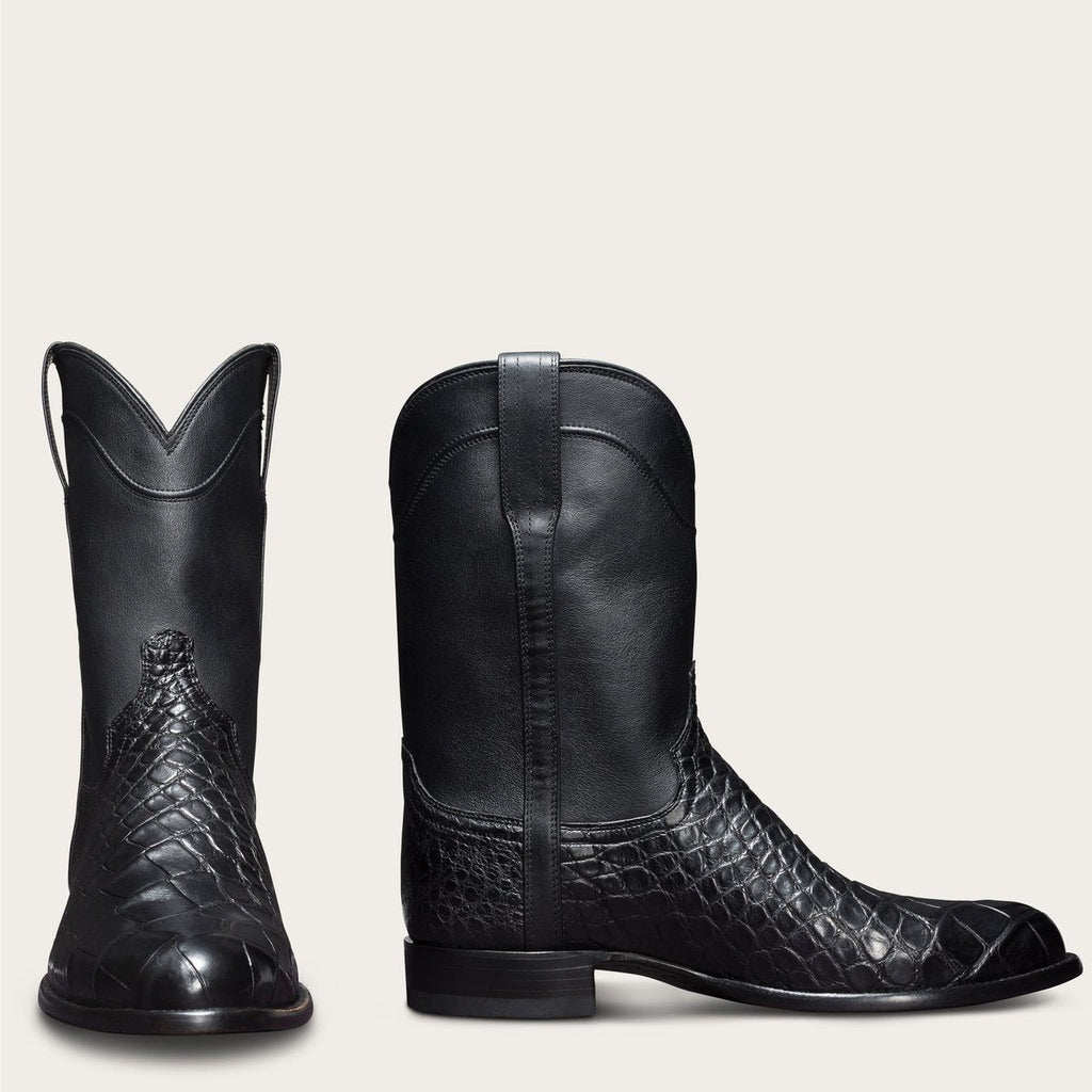 Men's Cowboy Roper Boots Leather Crocodile Embossed Round Toe - Image 4