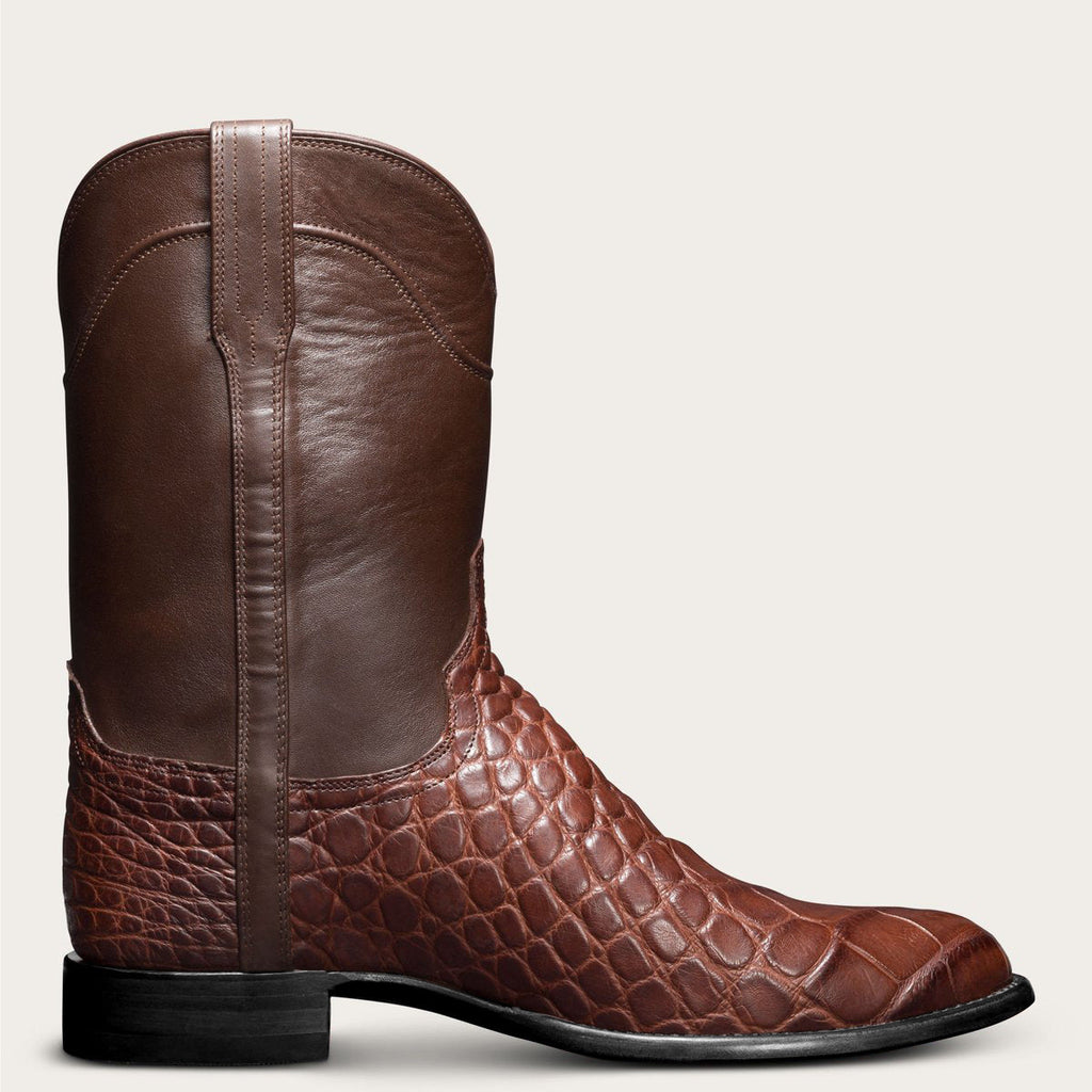 Men's Cowboy Roper Boots Leather Crocodile Embossed Round Toe - Image 7