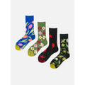 Men's Crew Socks Moisture Wicking Merino Wool Blend Floral Knit with Ribbed Cuffs - Image 1