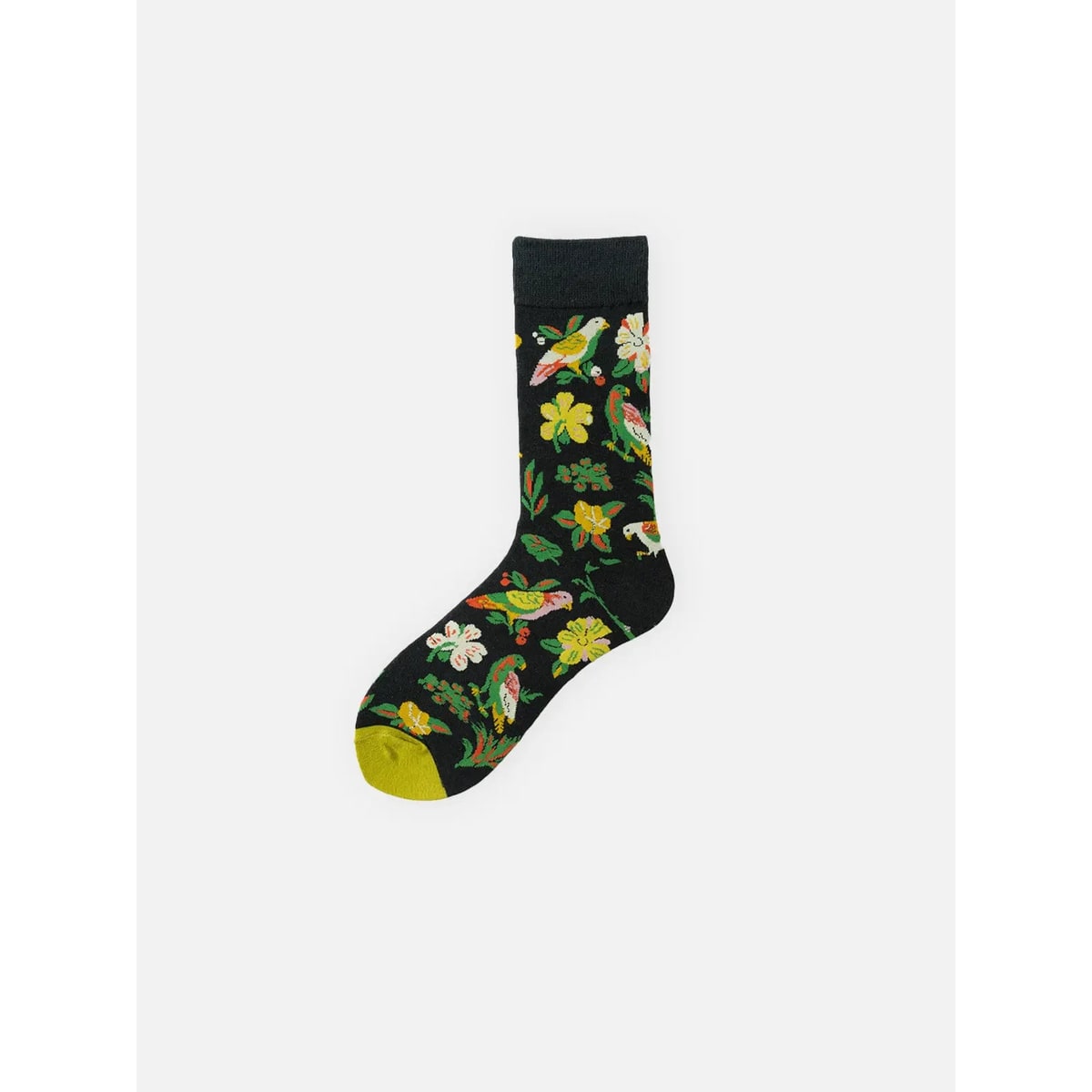 Men's Crew Socks Moisture Wicking Merino Wool Blend Floral Knit with Ribbed Cuffs - Image 2