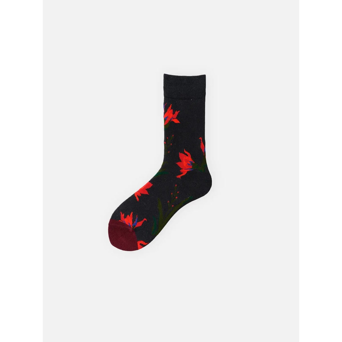 Men's Crew Socks Moisture Wicking Merino Wool Blend Floral Knit with Ribbed Cuffs - Image 3