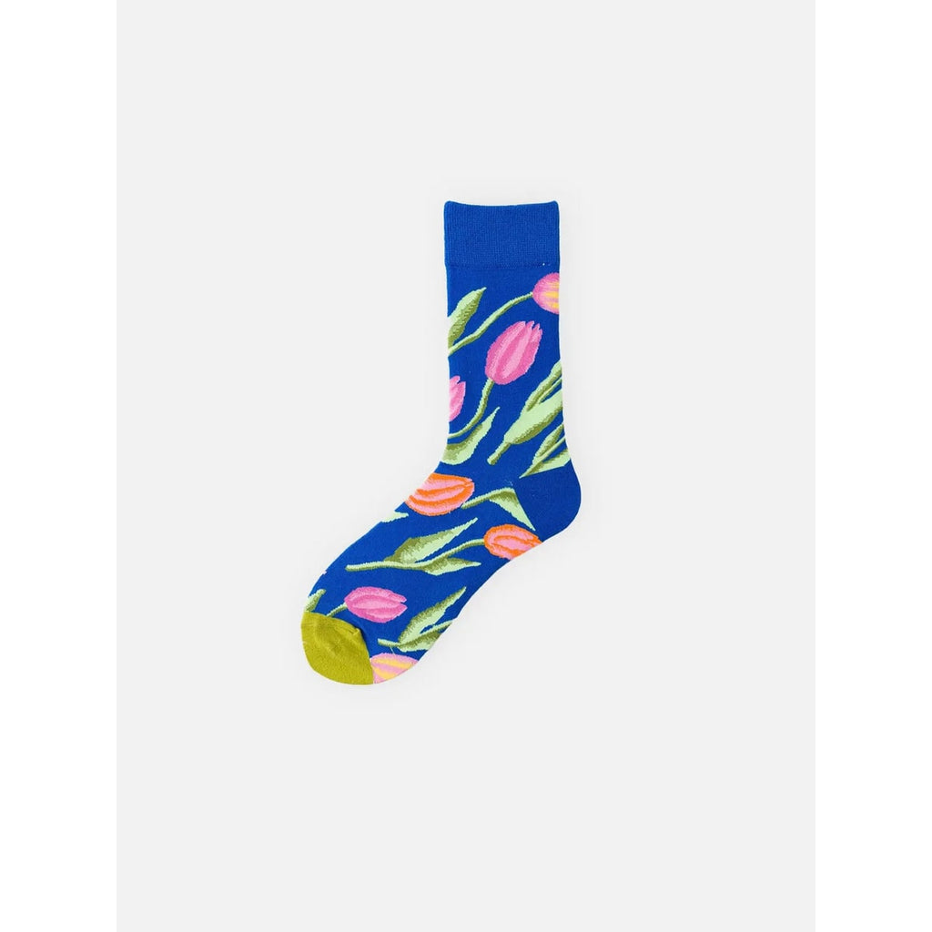 Men's Crew Socks Moisture Wicking Merino Wool Blend Floral Knit with Ribbed Cuffs - Image 5