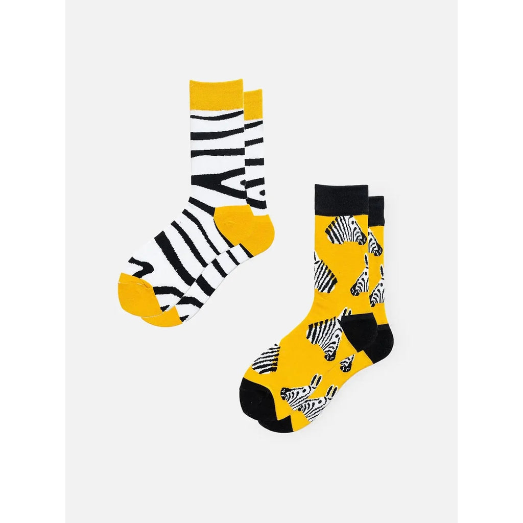 Men's Crew Socks with Animal Print and Novelty Knit Patterns - Image 7