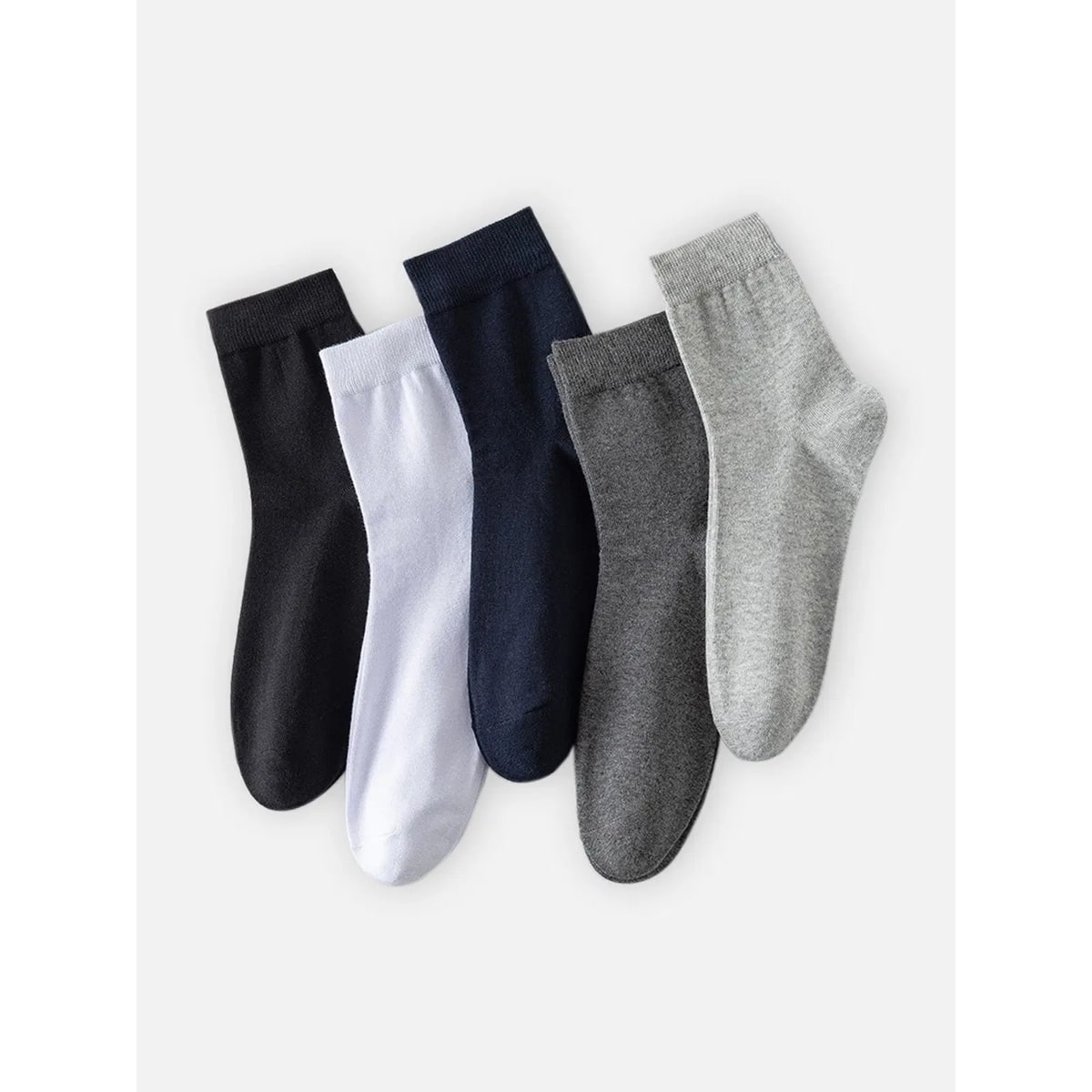 Men's Crew Socks with Ribbed Cuffs and Stretch Knit Cotton Blend 5-Pack - Image 1