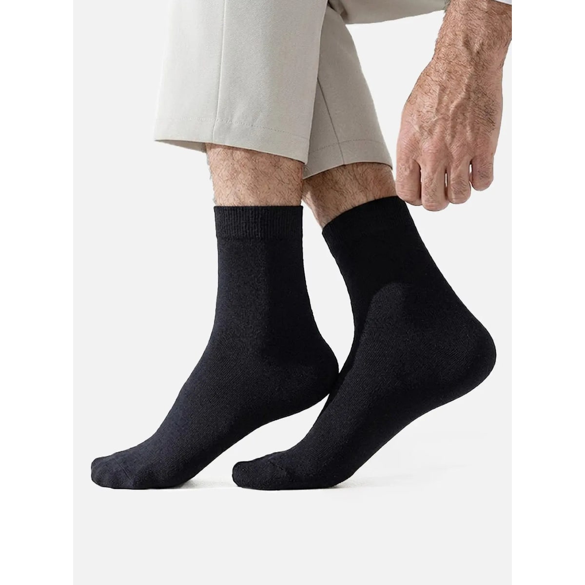 Men's Crew Socks with Ribbed Cuffs and Stretch Knit Cotton Blend 5-Pack - Image 2