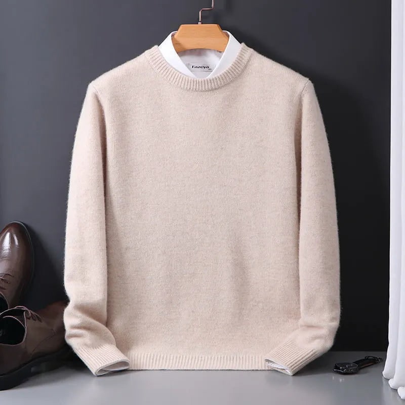 Men's Crewneck Cashmere Knit Sweater with Ribbed Cuffs Long Sleeve Pullover - Image 3