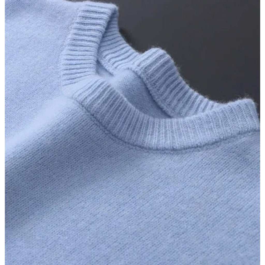 Men's Crewneck Knit Sweater with Ribbed Crew Neck and Brushed - Image 2