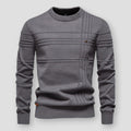 Men's Crewneck Knit Sweater with Textured Stripes and Casual Pullover Style - Image 1