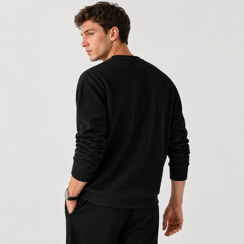Men's Crewneck Pullover Sweater with Ribbed Knit Relaxed Fit - Image 6
