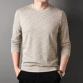 Men's Crewneck Sweater Long Sleeve with Monogram Pattern and Ribbed Details - Image 7